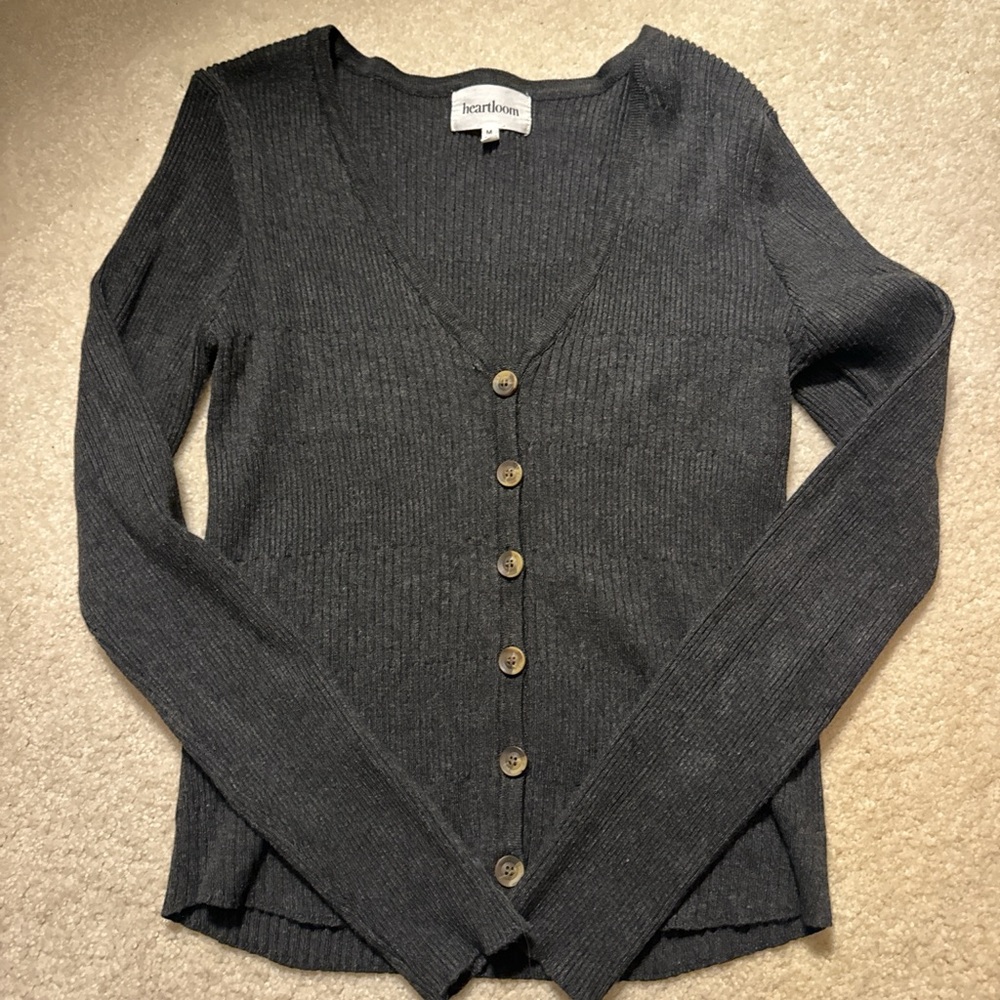 Heartloom Charcoal Button-Up Cardigan